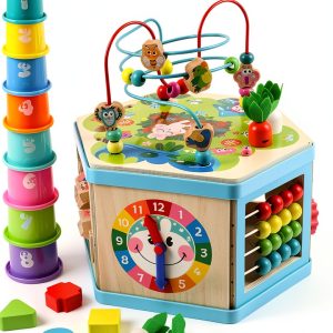 Vomocent Wooden Activity Cube Educational Toy for Toddlers-0