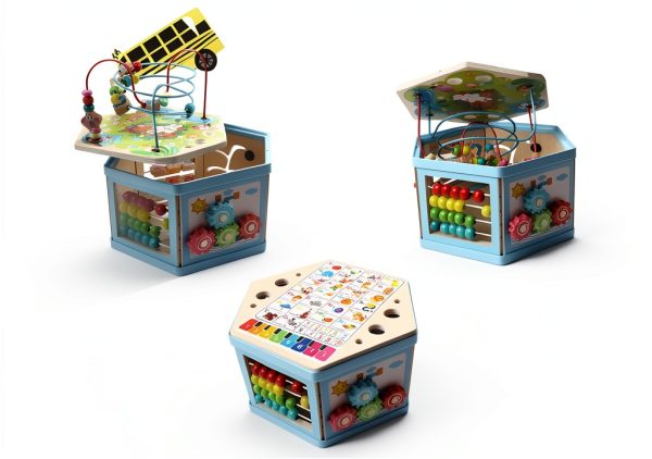 Vomocent Wooden Activity Cube Educational Toy for Toddlers-4