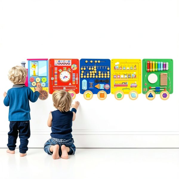 Urediso Train Activity Wall Busy Board Wooden Montessori Toy-6