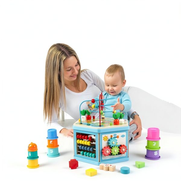 Vomocent Wooden Activity Cube Educational Toy for Toddlers-2