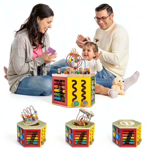 Wise Wood Activity Cube Wooden Toy for Toddlers Farm Theme-3