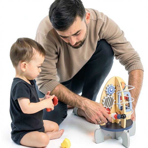 WDMIYA Rocket Activity Cube Wooden Toy for Toddlers 1 Year-6