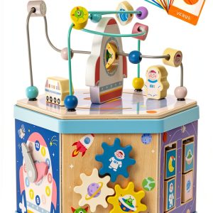 Gleamkid Wooden Activity Cube Montessori Toy for Toddlers-0