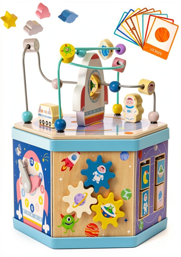 Gleamkid Wooden Activity Cube Montessori Toy for Toddlers-0
