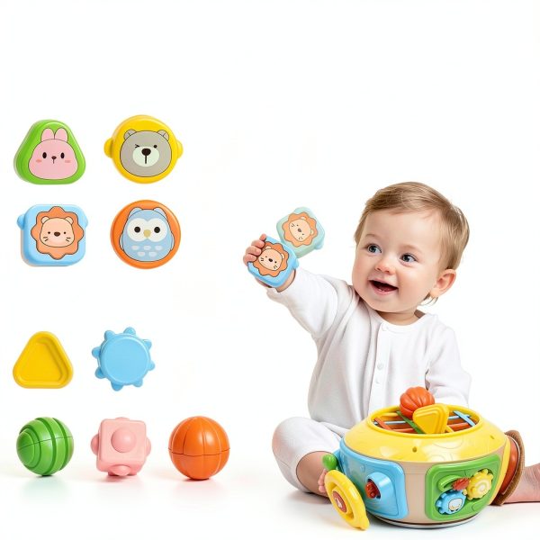 Yiai 7-in-1 Activity Cube Drum Montessori Toy for Toddlers-3