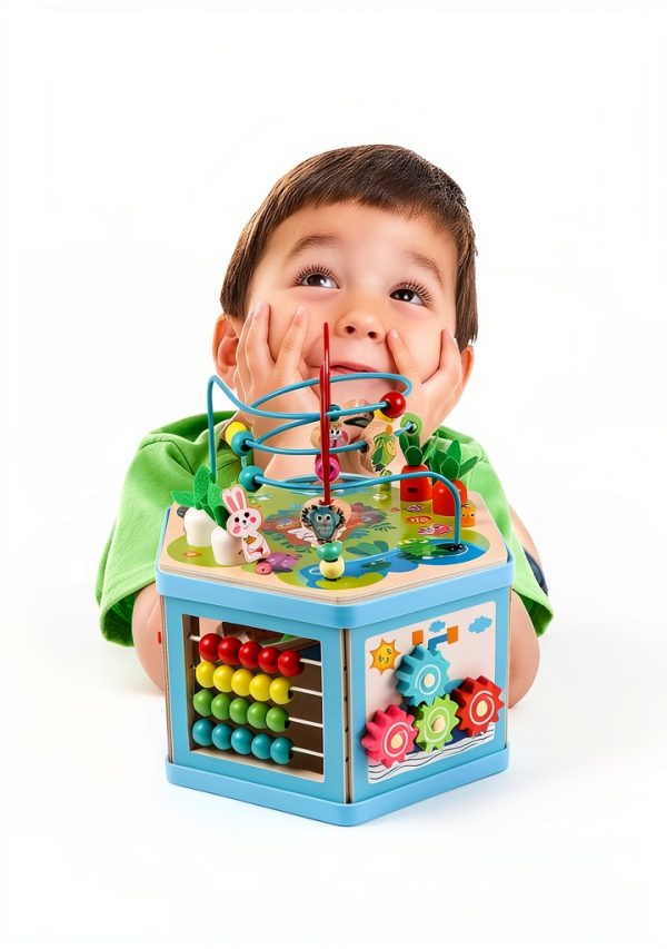 Vomocent Wooden Activity Cube Educational Toy for Toddlers-3