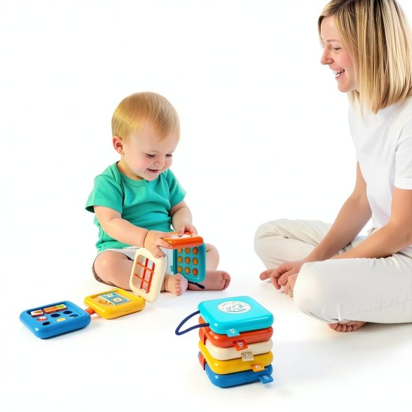 Qishu Montessori Busy Board Activity Cube for Toddlers 2-4-1