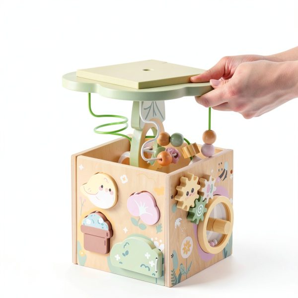 ROBUD Wooden Activity Cube Educational Toy for Toddlers-4