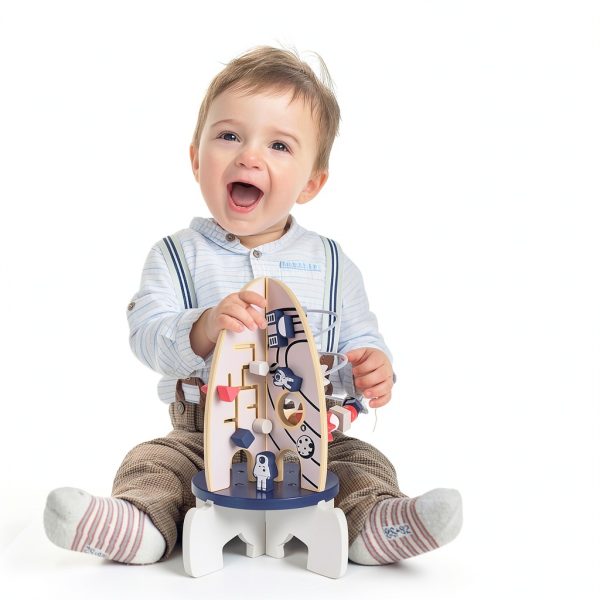 WDMIYA Rocket Activity Cube Wooden Toy for Toddlers 1 Year-4