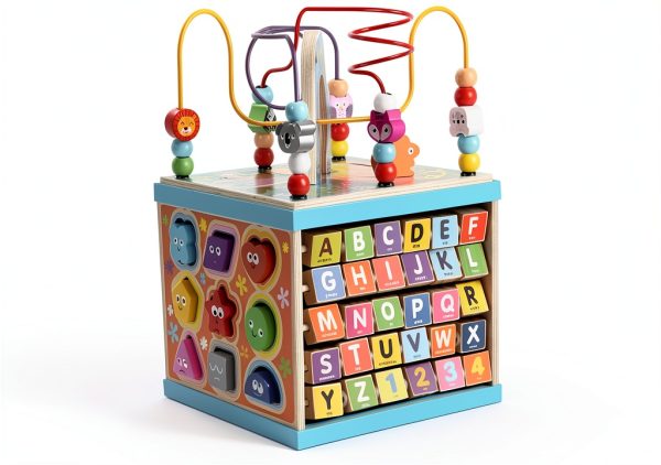 Qilay Wooden Activity Cube Educational Toy for Toddlers-6