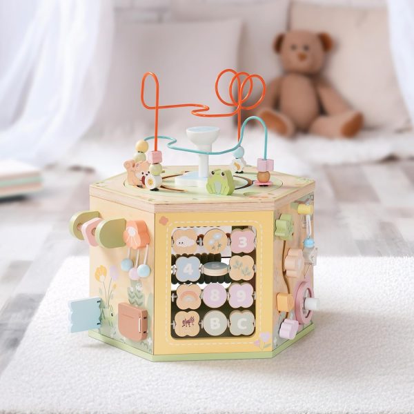 ROBOTIME Wooden Activity Cube Montessori Toy for Toddlers-8