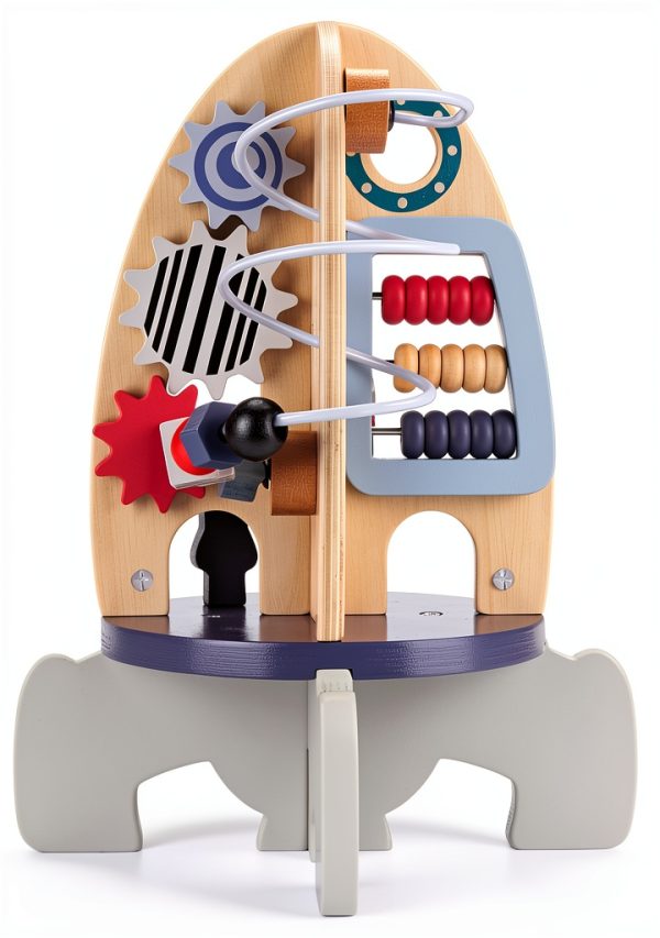 WDMIYA Rocket Activity Cube Wooden Toy for Toddlers 1 Year-0