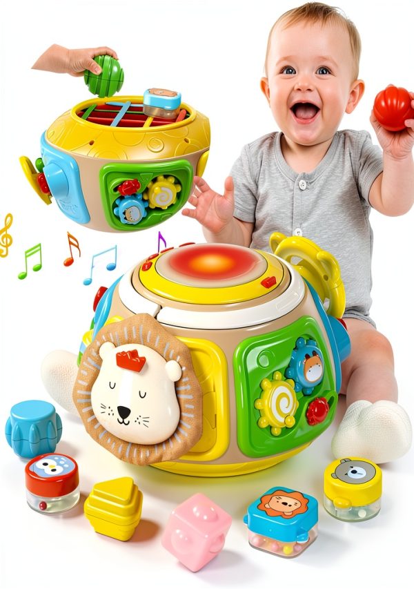 Yiai 7-in-1 Activity Cube Drum Montessori Toy for Toddlers-0