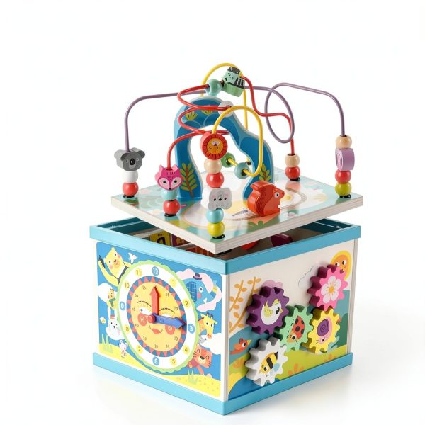 Qilay Wooden Activity Cube Educational Toy for Toddlers-3