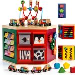 Wise Wood Activity Cube Wooden Toy for Toddlers Farm Theme-0