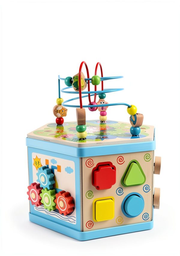 Vomocent Wooden Activity Cube Educational Toy for Toddlers-7