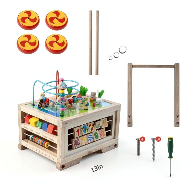 FOPNETS Wooden Activity Cube Educational Toy for Toddlers-5