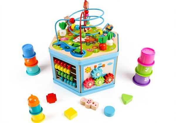 Vomocent Wooden Activity Cube Educational Toy for Toddlers-1