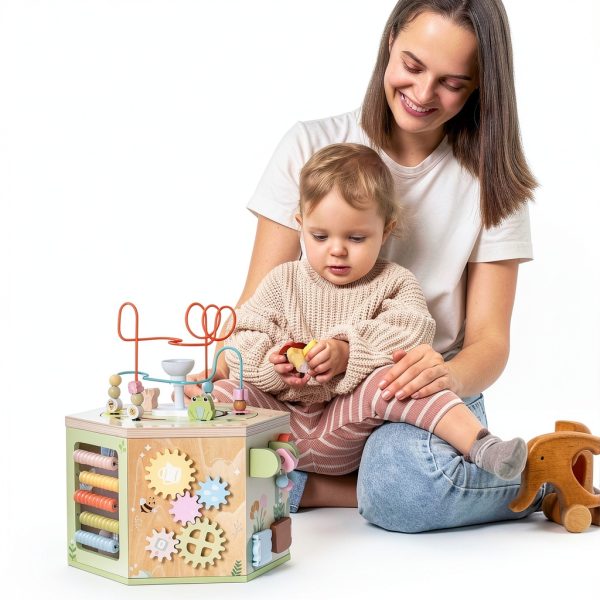 ROBOTIME Wooden Activity Cube Montessori Toy for Toddlers-5