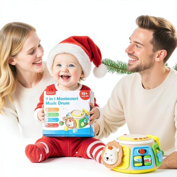 Yiai 7-in-1 Activity Cube Drum Montessori Toy for Toddlers-5