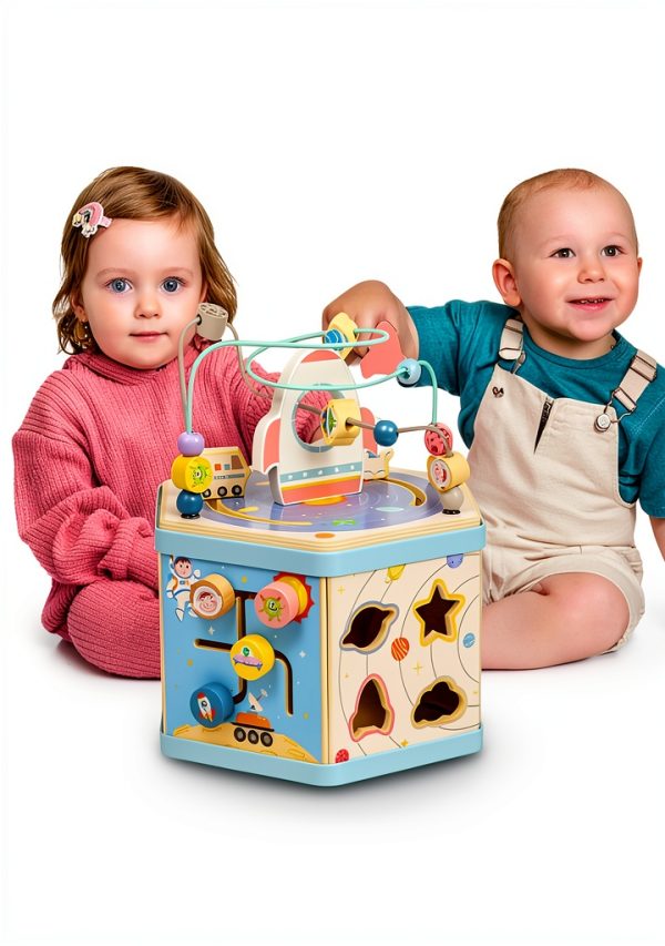 Gleamkid Wooden Activity Cube Montessori Toy for Toddlers-4