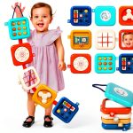 Qishu Montessori Busy Board Activity Cube for Toddlers 2-4-0