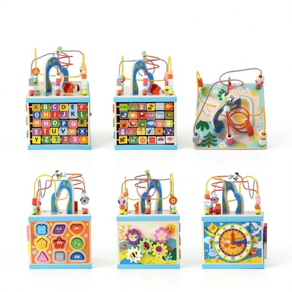Qilay Wooden Activity Cube Educational Toy for Toddlers-2