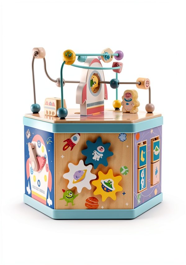 Gleamkid Wooden Activity Cube Montessori Toy for Toddlers-1