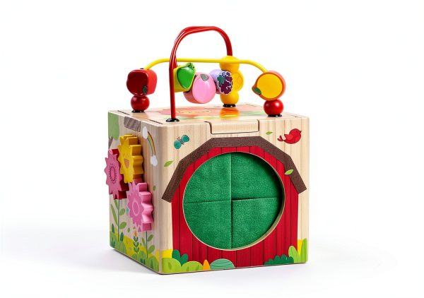 Tooysea Wooden Activity Cube Montessori Toy for Toddlers-1