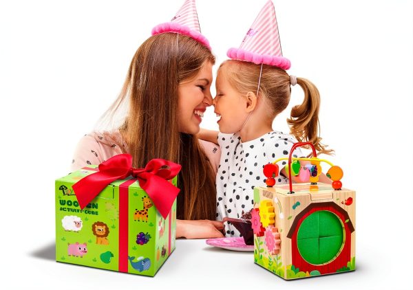 Tooysea Wooden Activity Cube Montessori Toy for Toddlers-5
