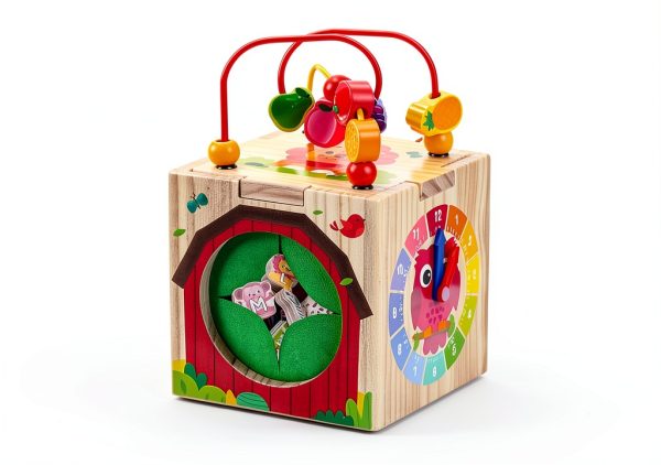 Tooysea Wooden Activity Cube Montessori Toy for Toddlers-0