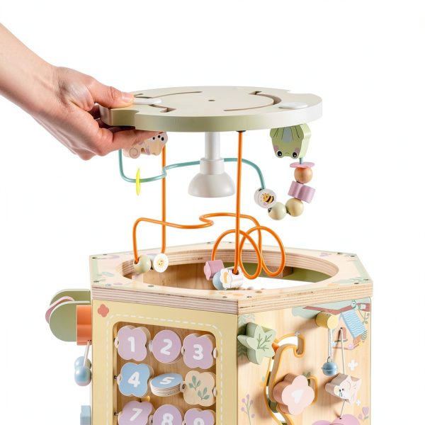 ROBOTIME Wooden Activity Cube Montessori Toy for Toddlers-1