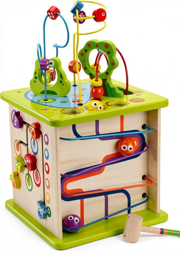 Hape Activity Cube Wooden Toy for Toddlers Ages 1-6-0