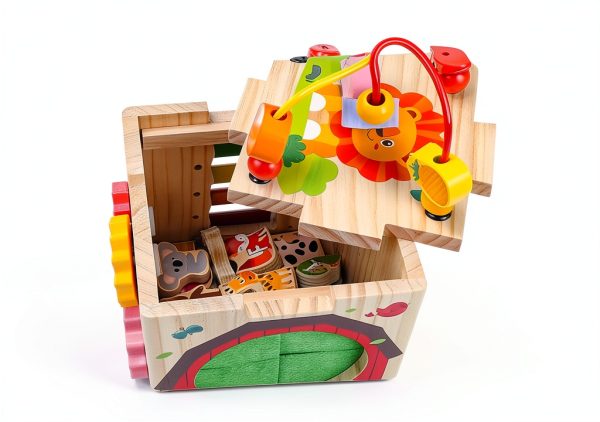 Tooysea Wooden Activity Cube Montessori Toy for Toddlers-3