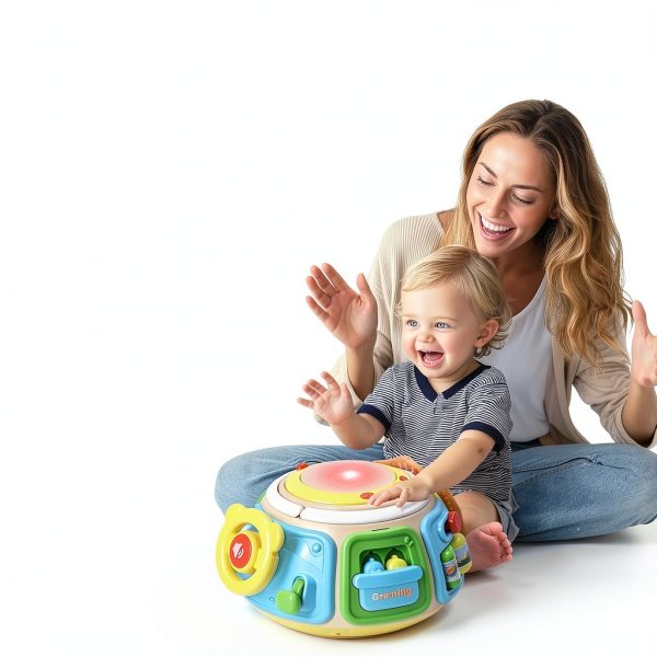 Yiai 7-in-1 Activity Cube Drum Montessori Toy for Toddlers-2