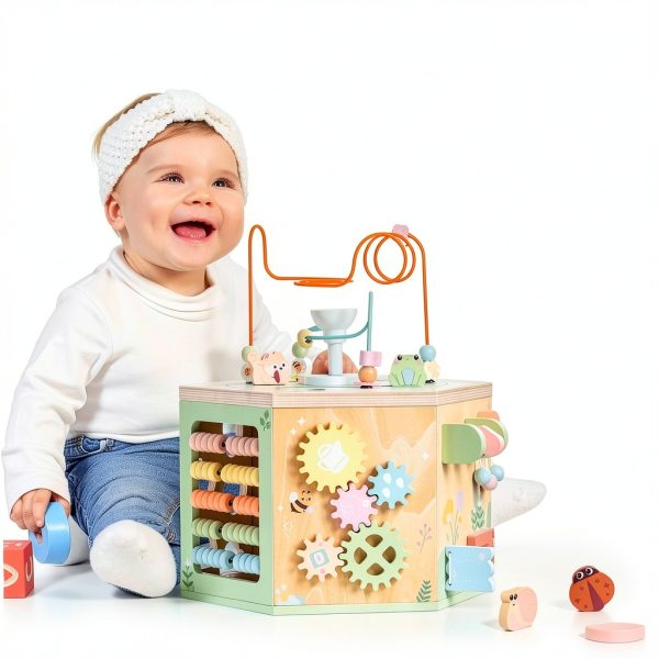 ROBOTIME Wooden Activity Cube Montessori Toy for Toddlers-6