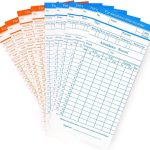 Flexzion Time Cards, Monthly Timesheet, Clock Timecard - 270 Pack, 6 Column 2-Sided Orange/Blue, Card for Time Punch Clock, Employee Attendance, Payroll Recorder, Small Business-0