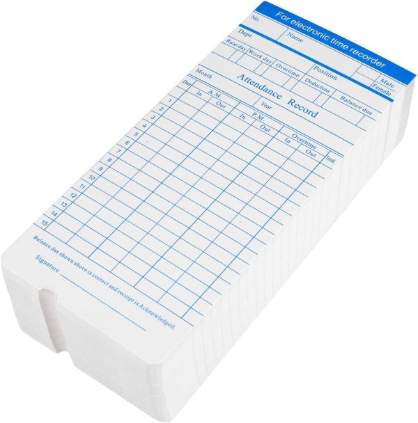 Flexzion Time Cards, Monthly Timesheet, Clock Timecard - 270 Pack, 6 Column 2-Sided Orange/Blue, Card for Time Punch Clock, Employee Attendance, Payroll Recorder, Small Business-2