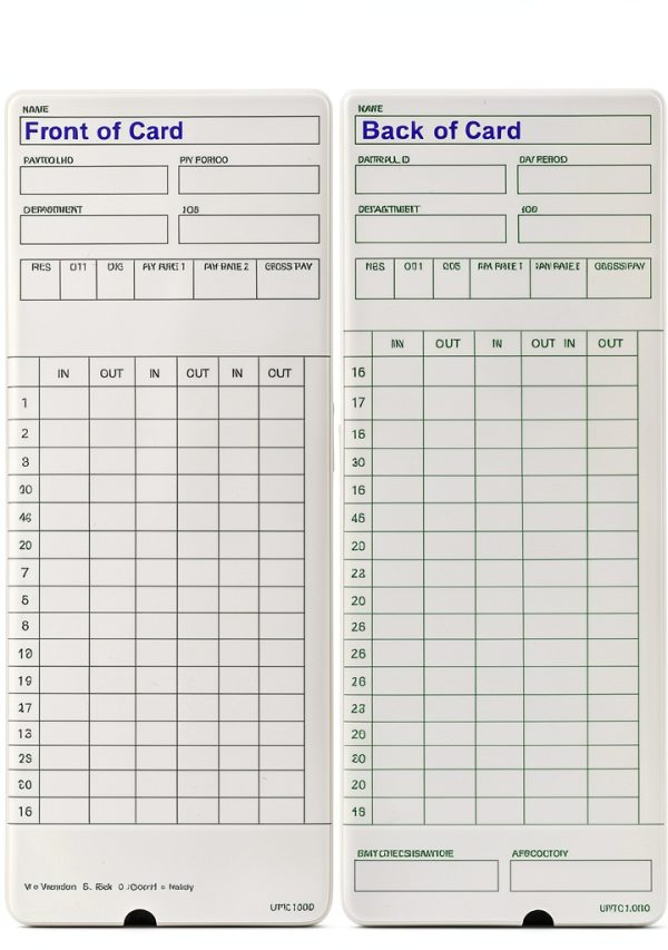 Time Cards 100 Pack COMPUMATIC Non-Calculating for uPunch HN3000-0